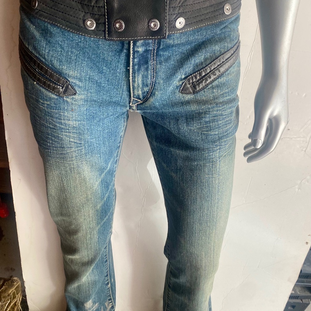 Parasuco Womens Blue Boot Cut Jeans with Black Trim